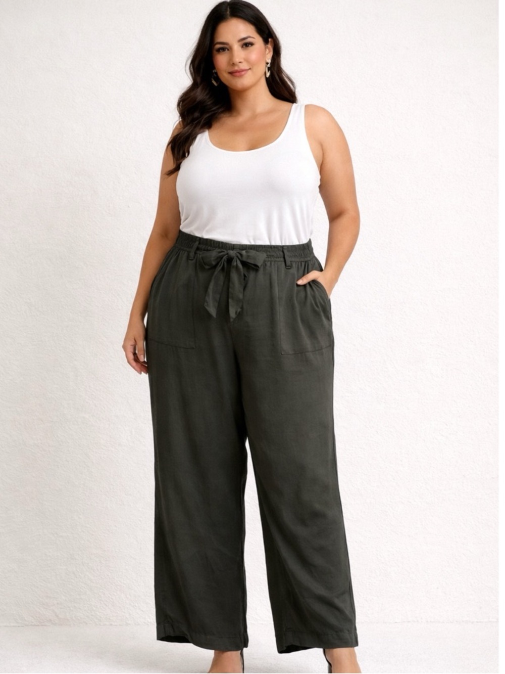 NWT 14th & Union Rayon Blend Belted Front Elastic Waist Wide Leg Pants- Size XL